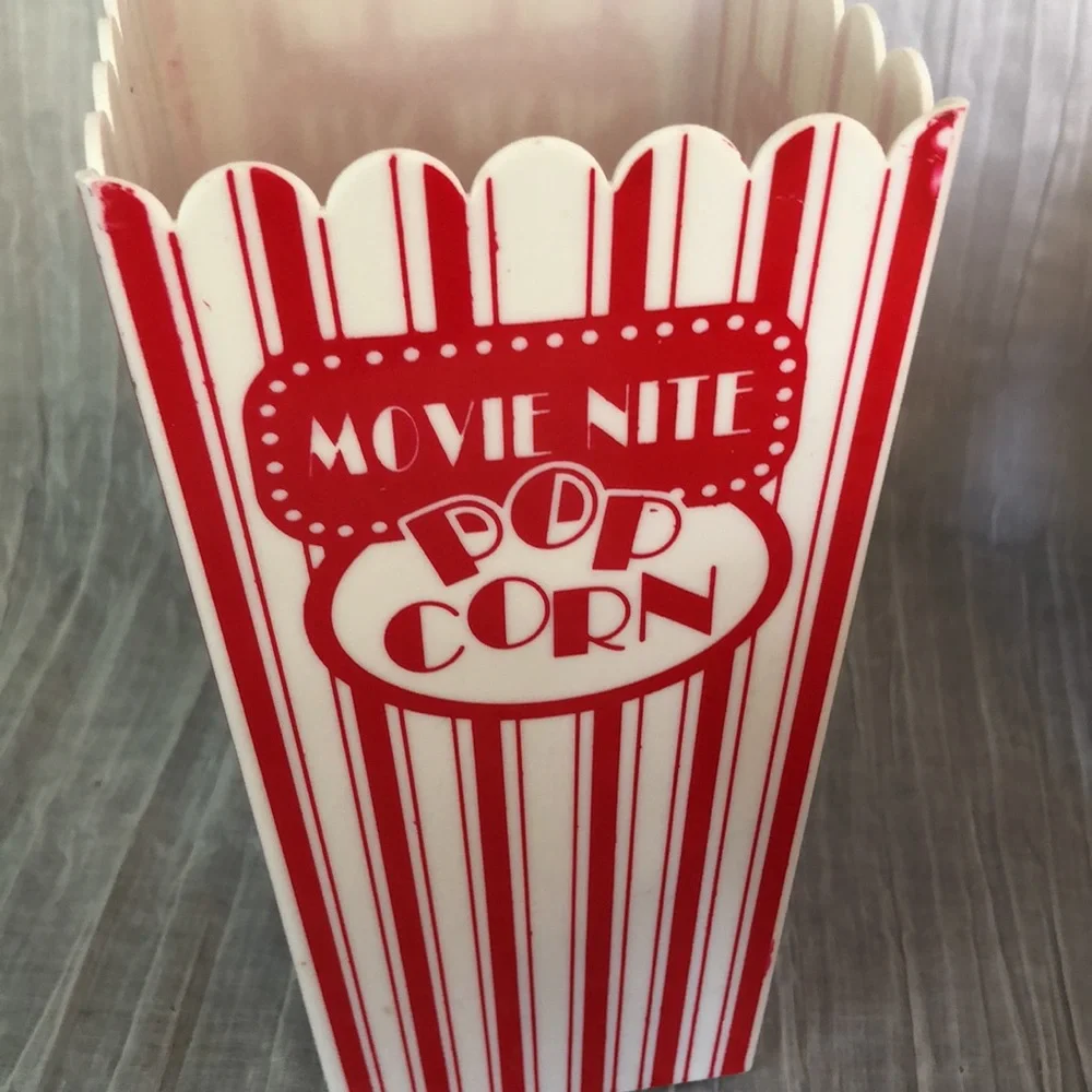 POPCORN tall containers lot of 4 plastic boxes buckets for movie night TV time
